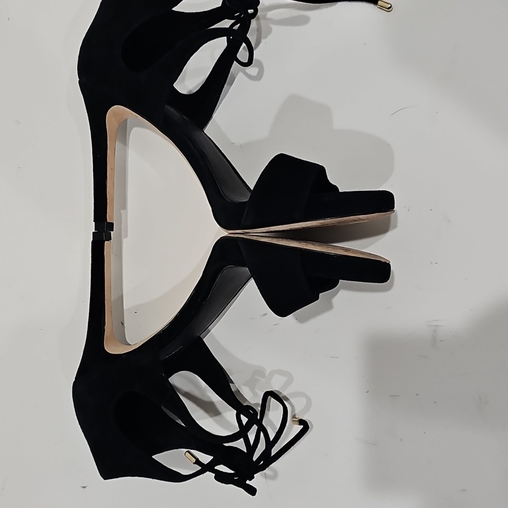 Antonio Melani Black Leather Suede  Dressy High Heels Size 7M - Picture 8 of 12